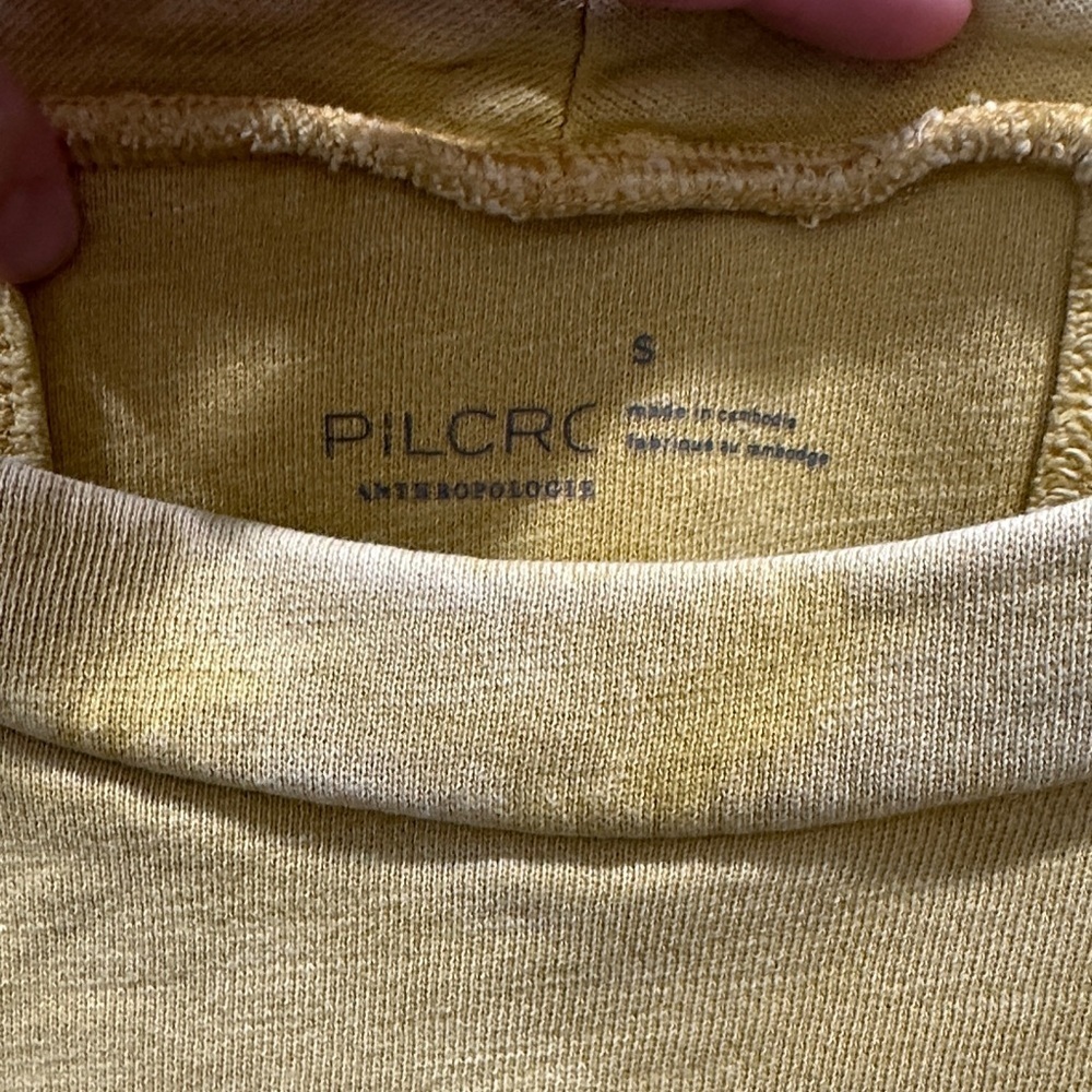 Pilcro Anthropologie Yellow Acid Wash sweatshirt split hem Long Sleeve Spring - Picture 2 of 5